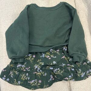 Baby Gap Toddler 2-in-1 Sweatshirt Dress, Green and Floral, 2T